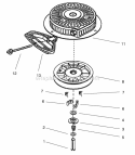 Recoil Starter Assembly Diagram and Parts List for 28232 220000001-220999999 - 2002 Lawn Boy Snow Blower